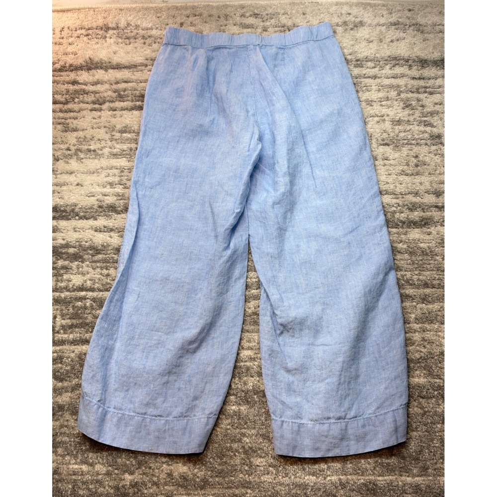 J. Jill Pants Women XS Blue 100% Linen Wide Leg Cropped Love Linen WPT290001